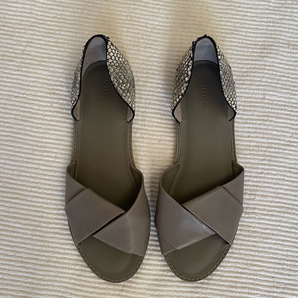 VINCE Idara Snake Leather Flat